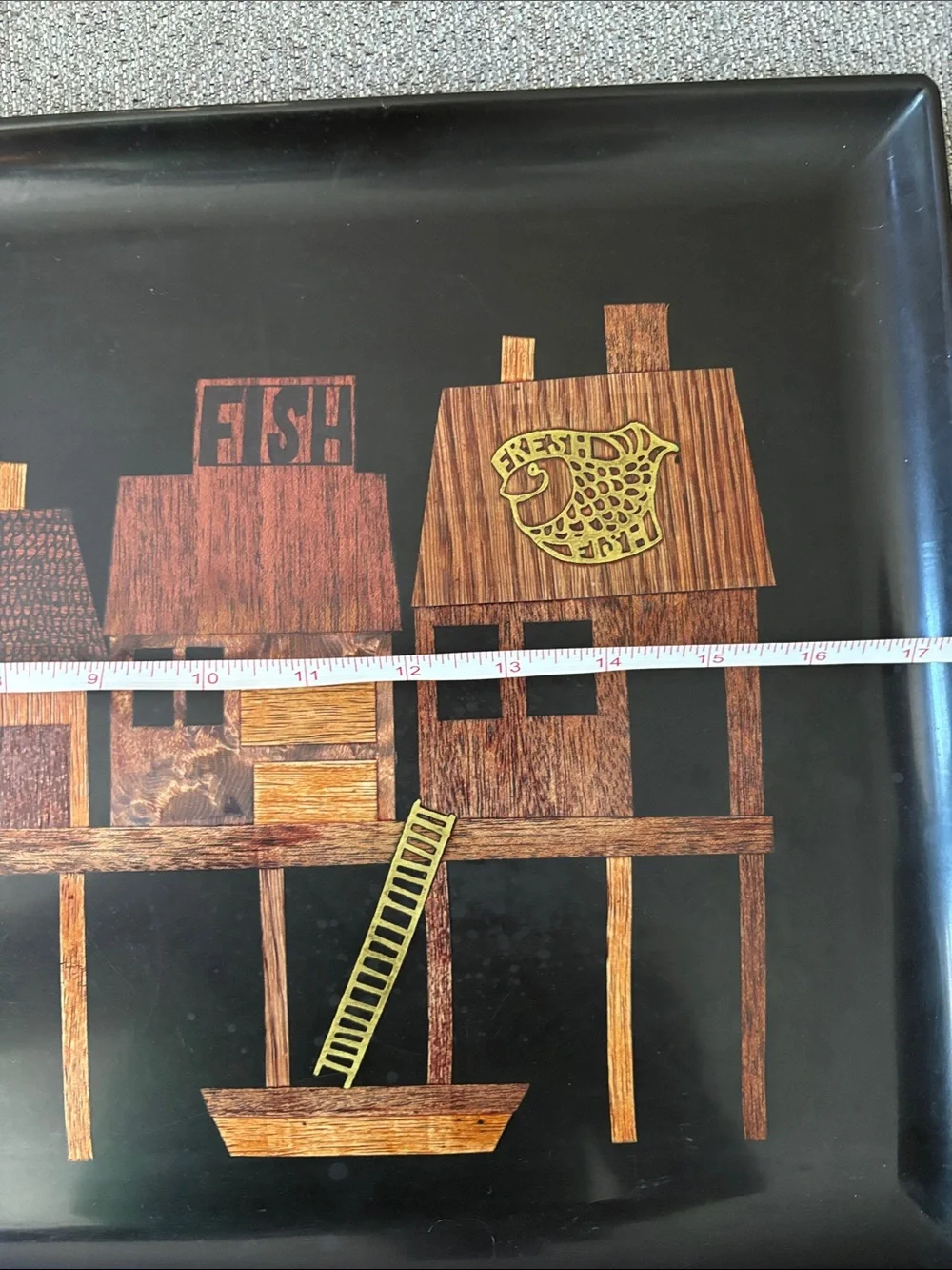 Couroc of Monterey vintage Tray with fisherman’s wharf scene